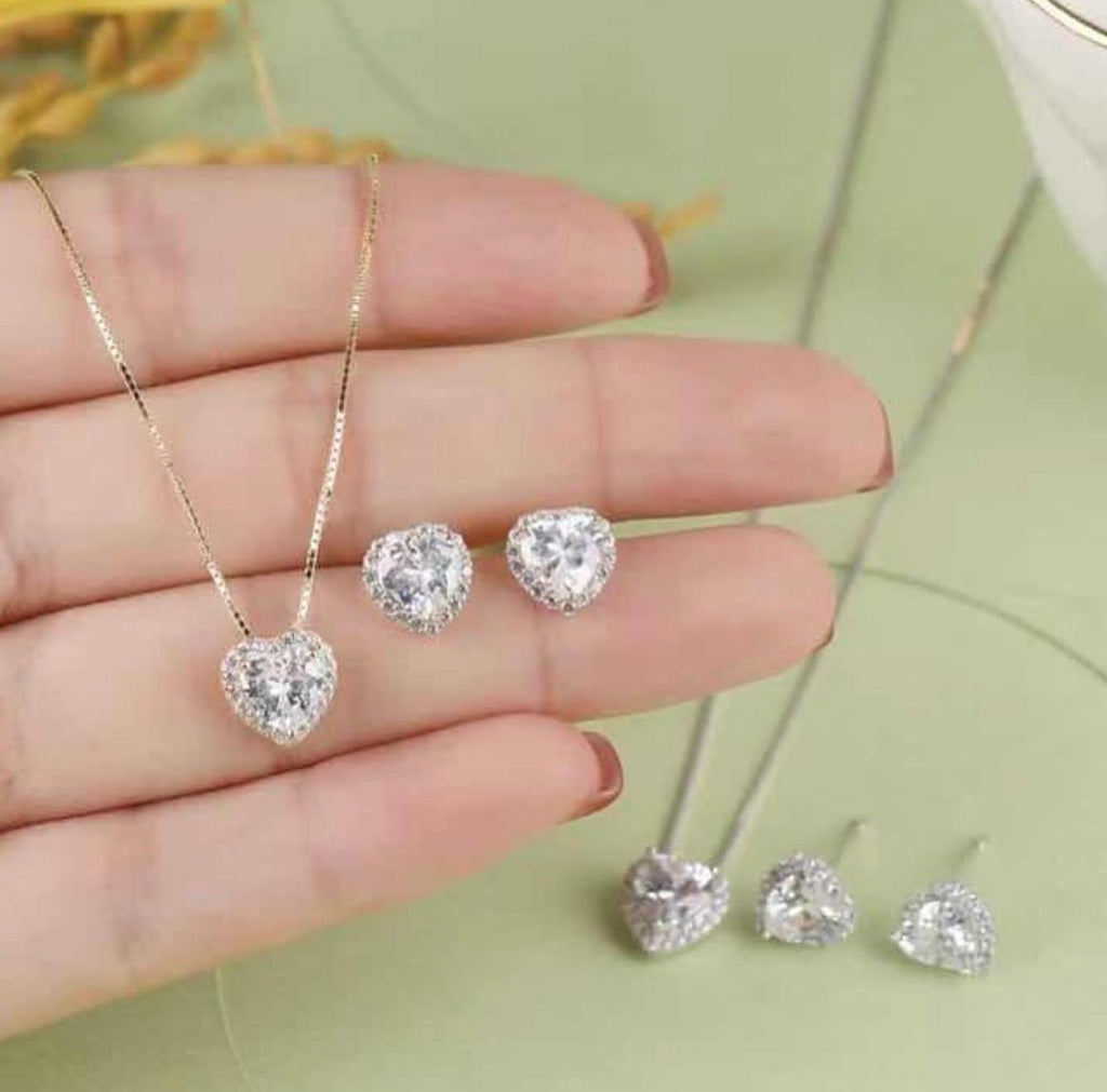 sterling silver necklace earring zircon 