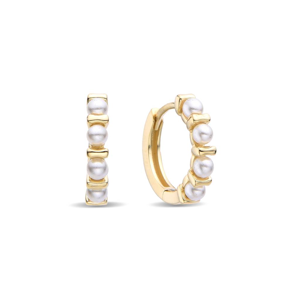 18K Gold Pearl Huggie Earrings: Luxurious Minimalism for Your Ears-Earrings-GULI GULI