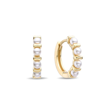 18K Gold Pearl Huggie Earrings: Luxurious Minimalism for Your Ears-Earrings-GULI GULI