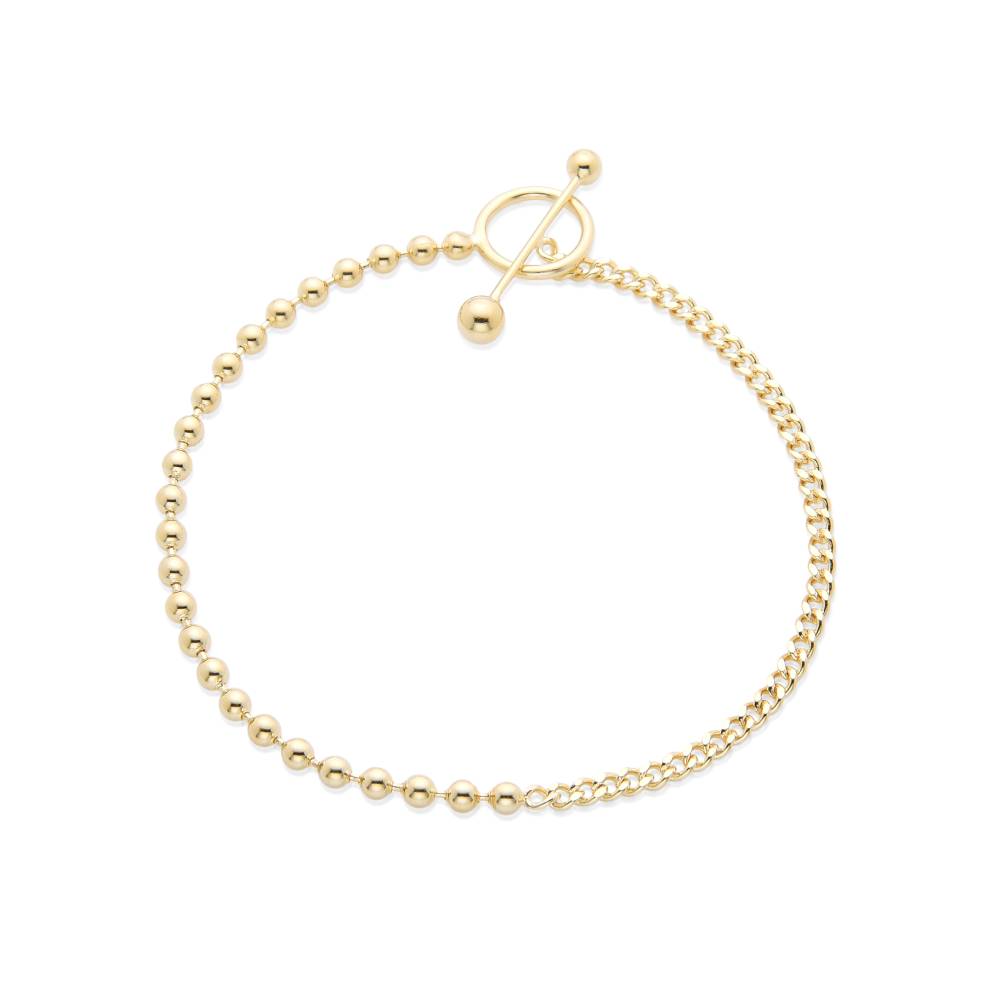 18k Gold Plated 925 Sterling Silver Bracelet with Toggle Closure.-Bracelets-GULI GULI