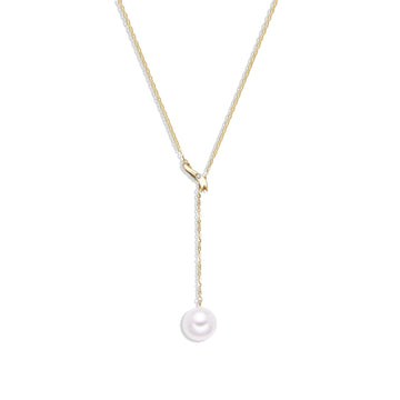18k Gold Plated 925 Sterling Silver Dangling Pearl Pendant Necklace.-Necklaces-GULI GULI
