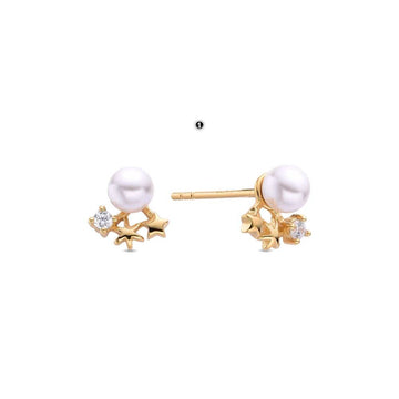 18k Gold Plated 925 Sterling Silver Earrings Twin Stars.-Earrings-GULI GULI