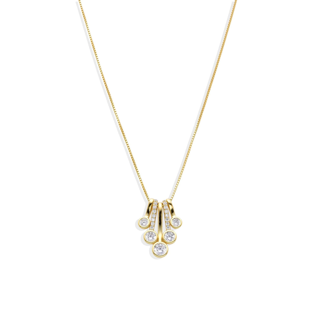 18k Gold Plated 925 Sterling Silver Necklace Cluster of Zirconia Pendant.-Necklaces-GULI GULI