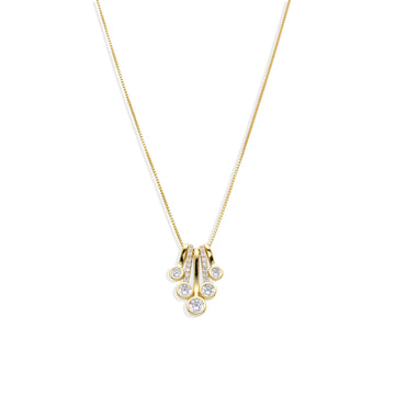 18k Gold Plated 925 Sterling Silver Necklace Cluster of Zirconia Pendant.-Necklaces-GULI GULI