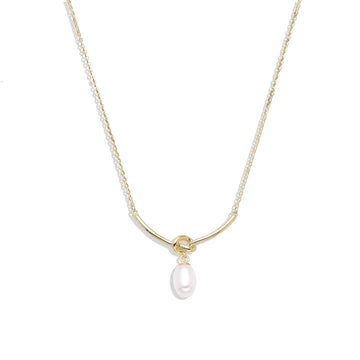 18k Gold Plated 925 Sterling Silver Pearl Pendant Charm Necklace.-Necklaces-GULI GULI