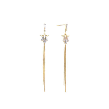 18k Gold Plated 925 Sterling Silver Star Drop Earrings-Earrings-GULI GULI