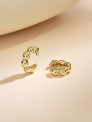 18k Gold Plated Ball Design Earcuff Earrings-Earrings-ZIRCONIA