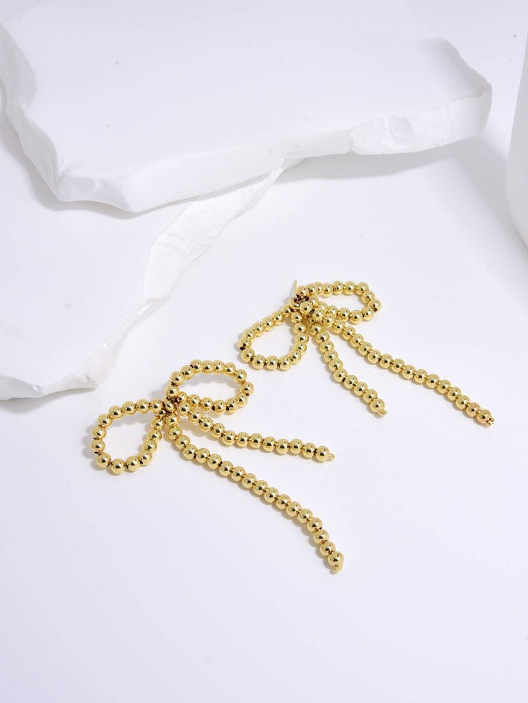 18k Gold Plated Bow Earrings-Earrings-TINA