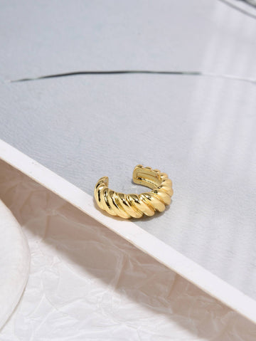 18k Gold Plated Braided Design Ear Cuff-Earrings-YIWU ZOSEN