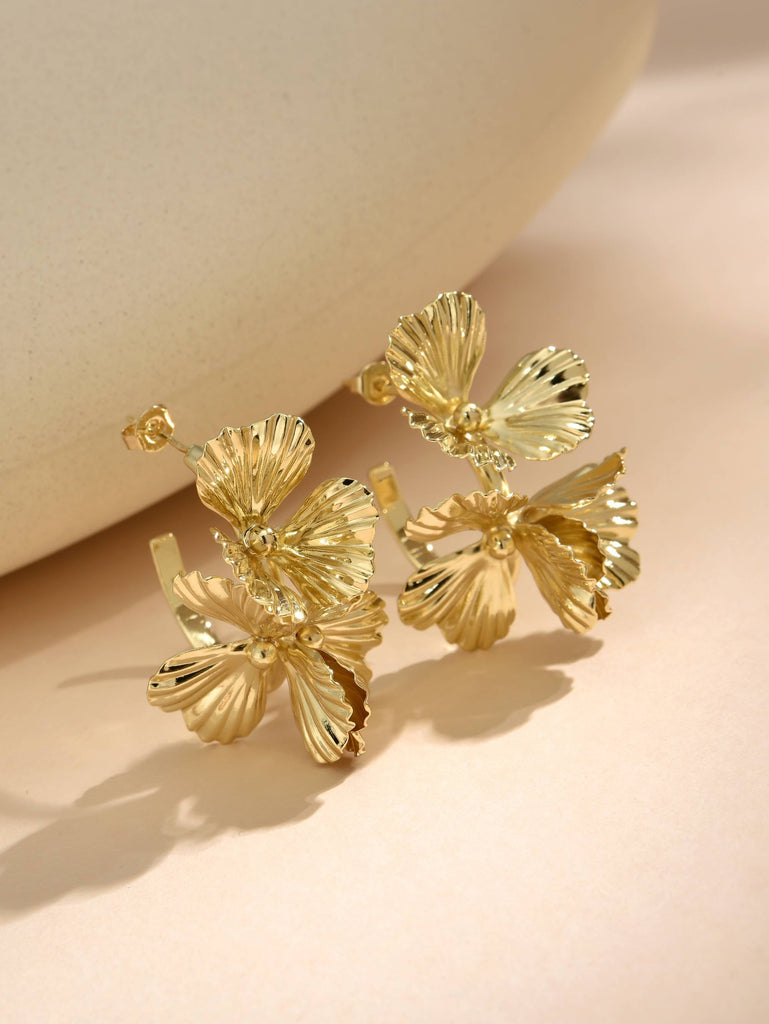 18k Gold Plated Cooper Floral Earrings-Earrings-ZIRCONIA