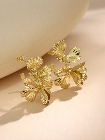18k Gold Plated Cooper Floral Earrings-Earrings-ZIRCONIA