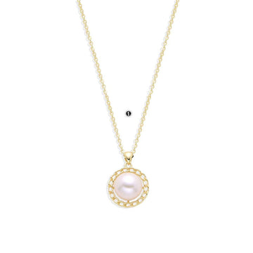 18k Gold Plated Sterling Silver Necklace Brilliant Pearl Pendant.-Necklaces-GULI GULI