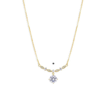 18k Gold Plated Sterling Silver Necklace Faceted Cubic Zirconia Pendant-Necklaces-GULI GULI