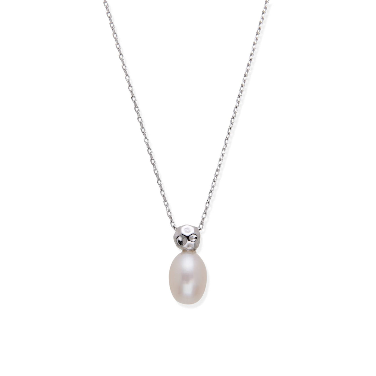 925 Silver Necklace with Central Pearl Pendant-Necklaces-YIA SILVER
