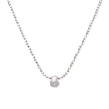 925 Silver Necklace with Cultured Pearl-Necklaces-YIA SILVER