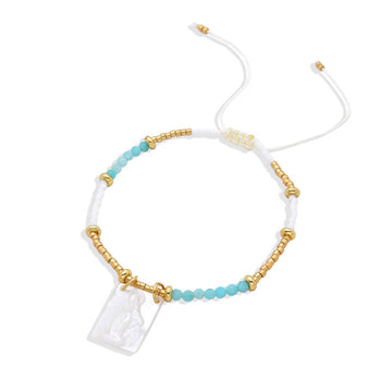 Adjustable Miracle Virgin Sky Blue Bracelet with Miyuki Beads: A Piece with Faith-Bracelets-BOJO
