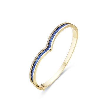 Bangle Blue 18k Gold Fashion and Clear Zircons-Bracelets-LANDCICA