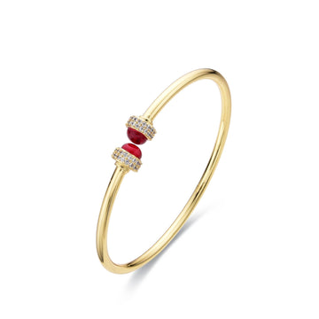 Bangle Red in 18k Gold Fashion with Clear Micro Zirconia-Bracelets-LANDCICA