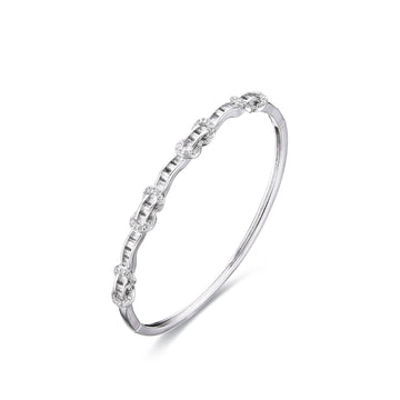 Bangle Silver Fashion with Clear Zircons-Bracelets-LANDCICA