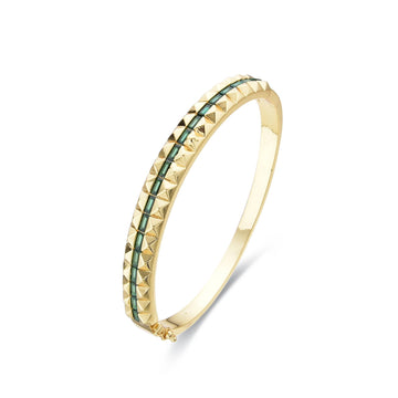 Bangle with Green Zircons 18k Gold Fashion-Bracelets-LANDCICA