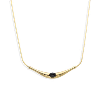 Black Necklace 18k Gold Plated 925 Sterling Silver with Crystal-Necklaces-GULI GULI