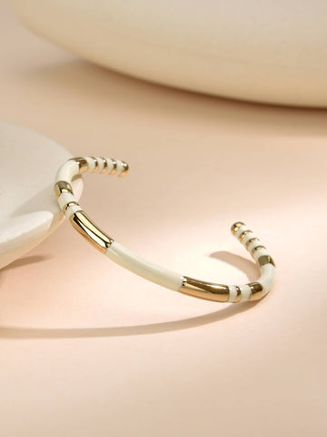 Bracelet Made of Cooper with 18k Gold Plating and Beige Details-Bracelets-ZM