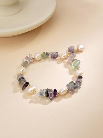 Bracelet Made with Pearls and Semiprecious Stones with 18k Gold Plated-Bracelets-Baishangmei