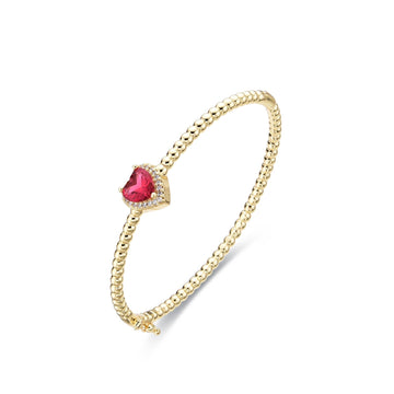 Bracelet Red Heart in 18k Gold Fashion Clear Zircons-Bracelets-LANDCICA