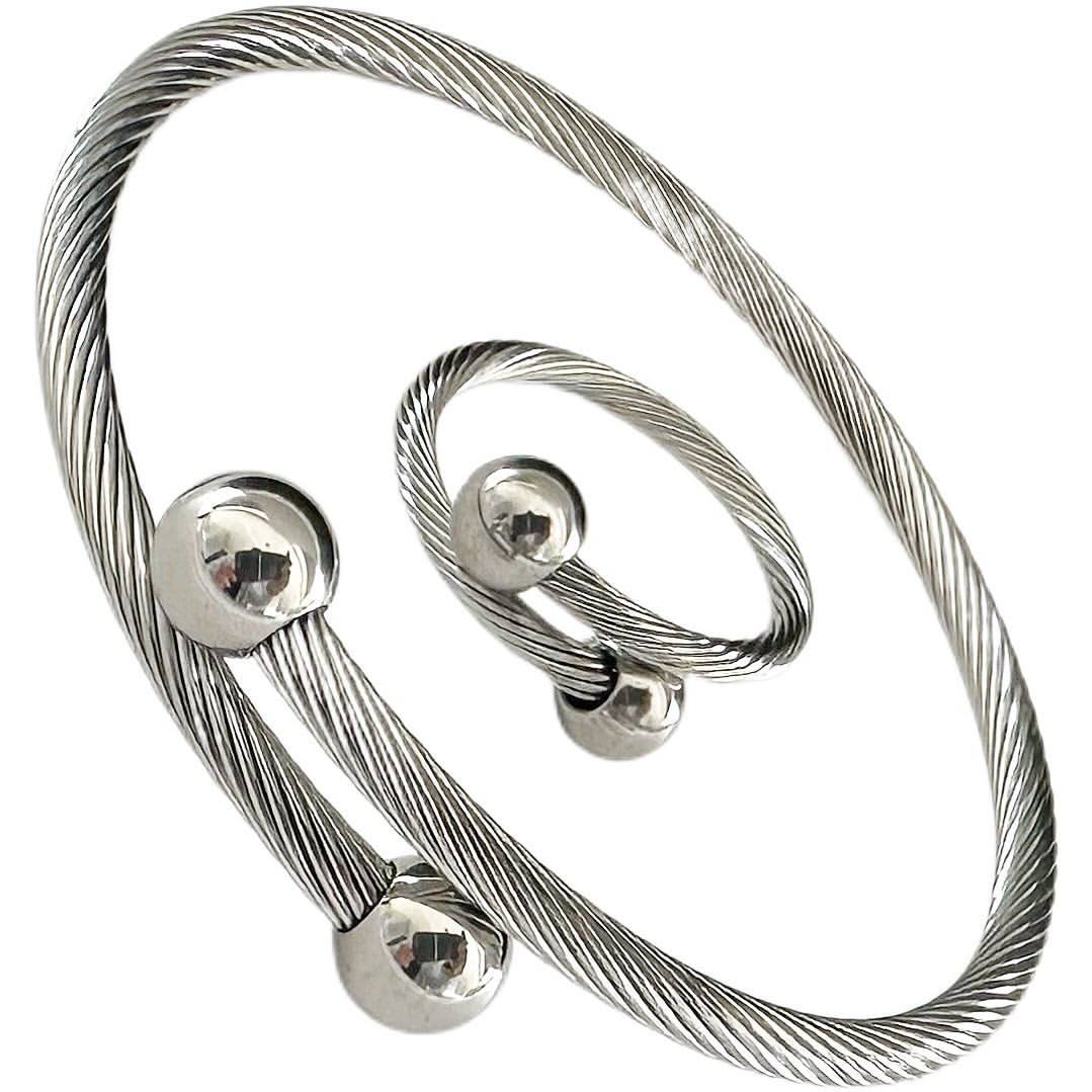 Bracelet and Ring Set with Spheres Design-Bracelets-NEW WEI