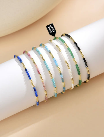 Bracelet with green beads and semi-precious stones-Bracelets-Peling