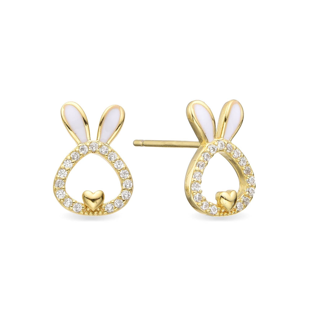 Bunny Earrings in 18k Gold Plated 925 Sterling Silver with Zircons-Earrings-GULI GULI