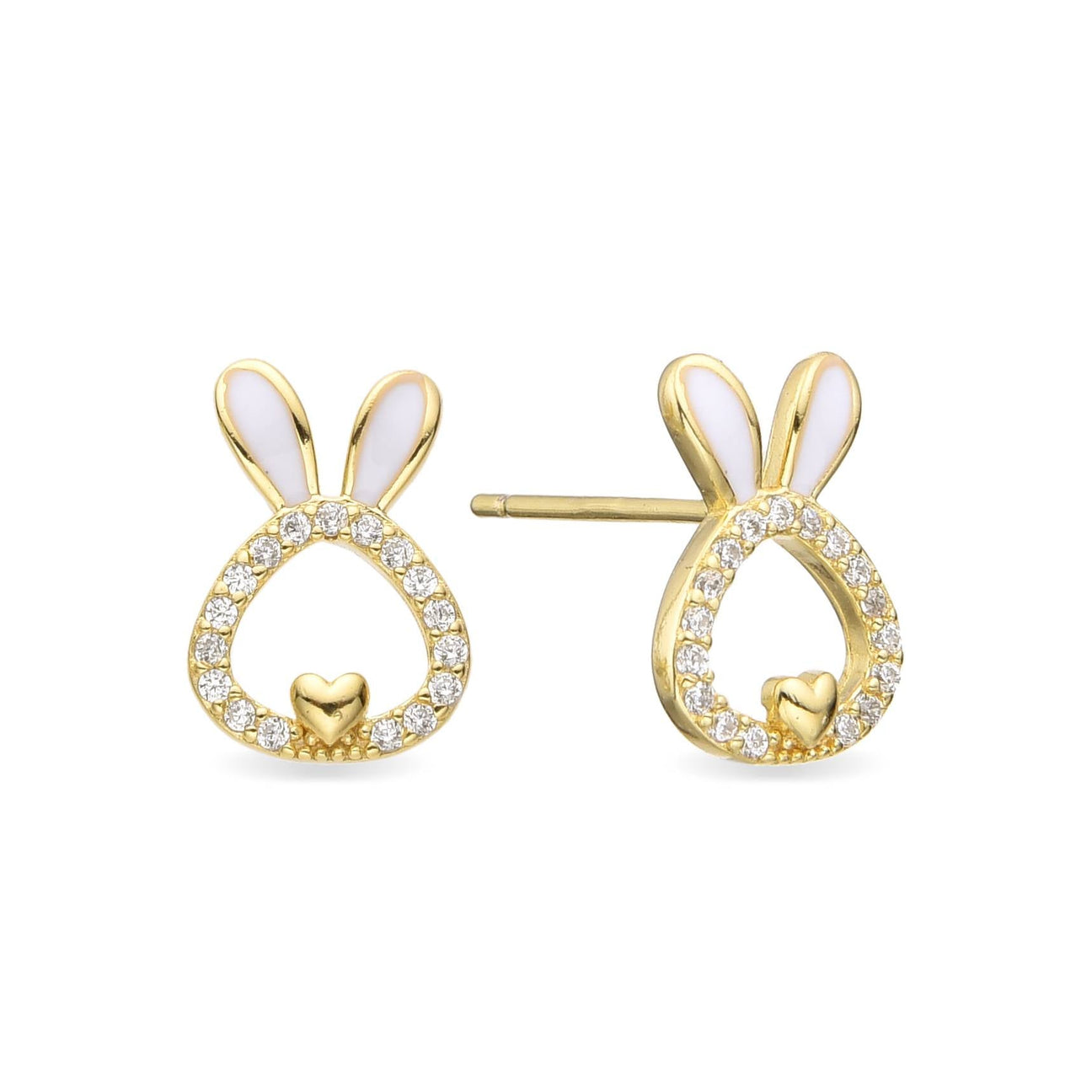 Bunny Earrings in 18k Gold Plated 925 Sterling Silver with Zircons-Earrings-GULI GULI