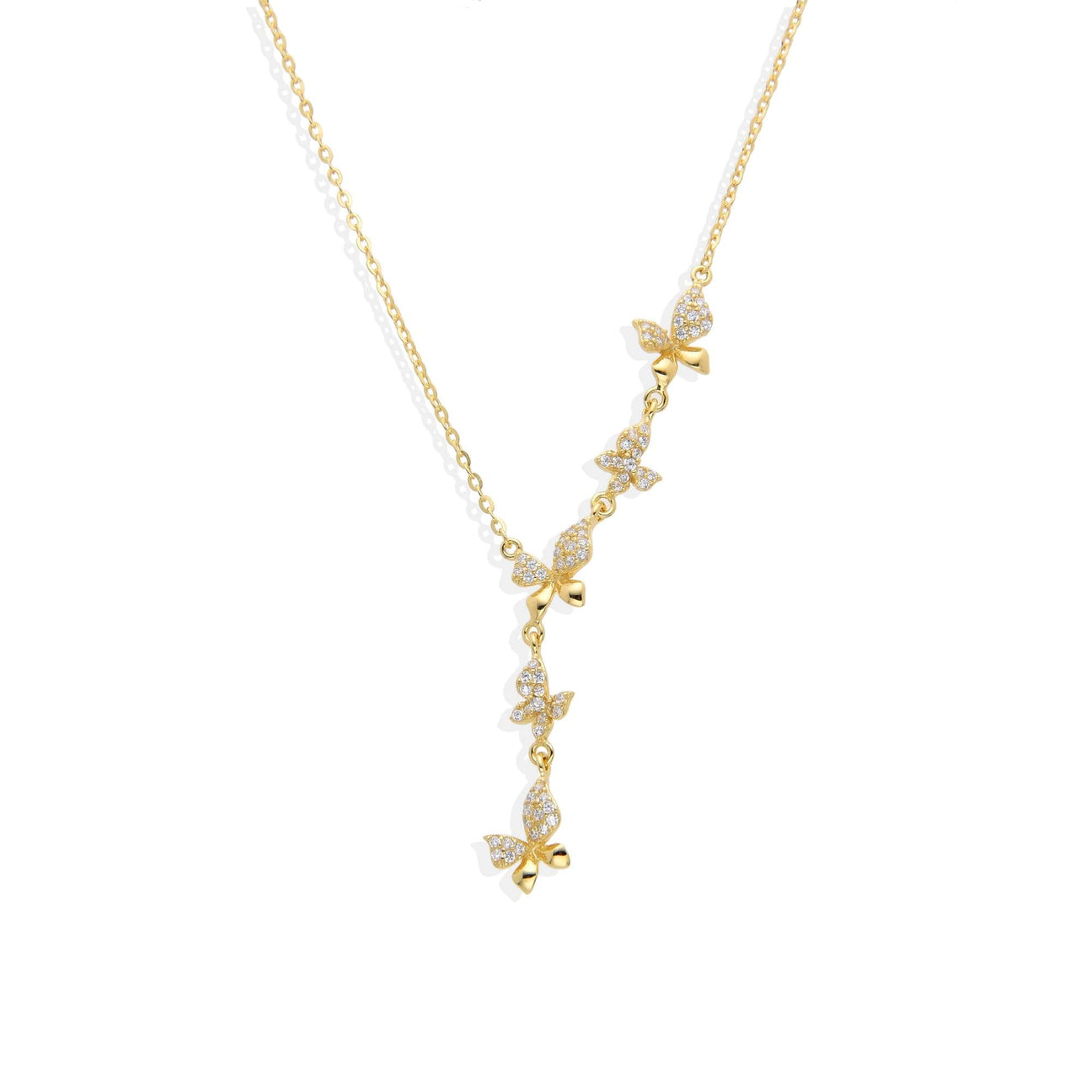 Butterfly Necklace in 18k Gold Plated 925 Silver with Micro Zircons-Necklaces-GULI GULI