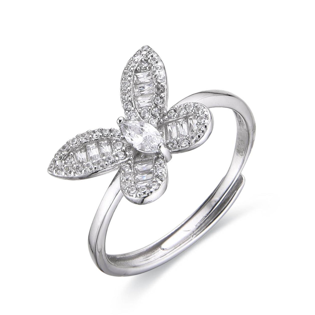 Butterfly Ring with Zirconia in 925 Silver-Rings-GULI GULI