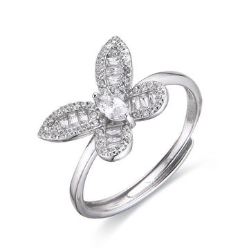 Butterfly Ring with Zirconia in 925 Silver-Rings-GULI GULI