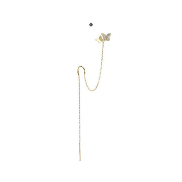 Butterfly-shaped Ear Cuff Earring Drop Sterling Silver 18K Gold Plated Micro zircons-Earrings-GULI GULI