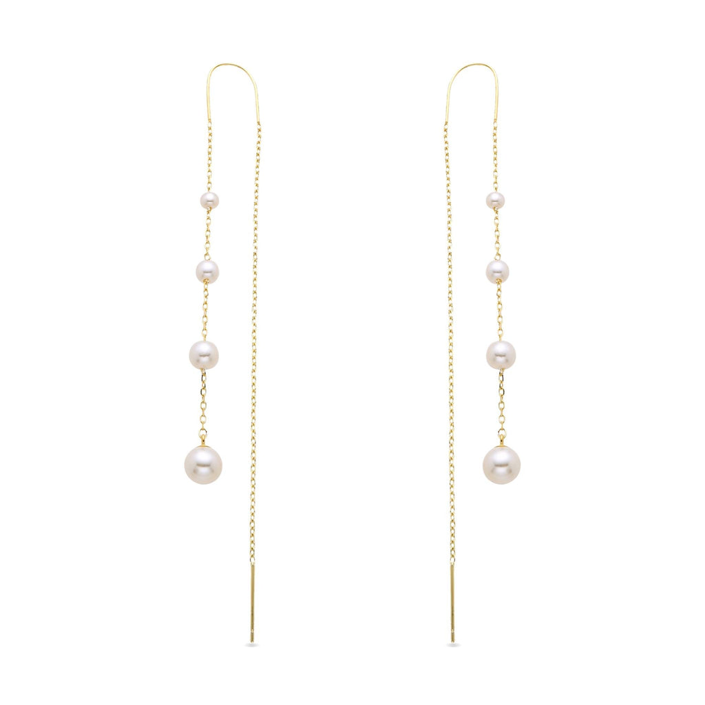 Dangle Pearl Long Earrings in 18k Gold Plated 925 Sterling Silver-Earrings-GULI GULI