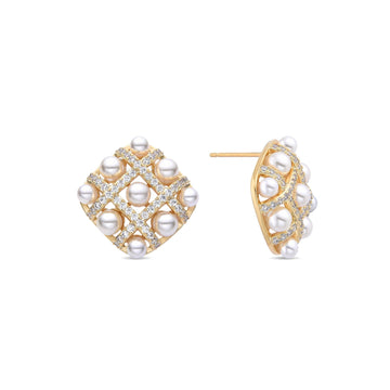 Diamond Shaped Earrings with 18k Gold Plated.-Earrings-ROMANE