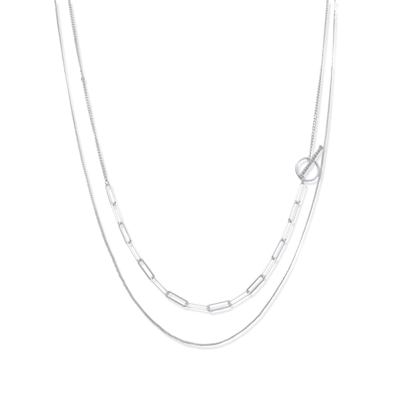 Double Necklace in 925 Silver-Necklaces-YIA SILVER