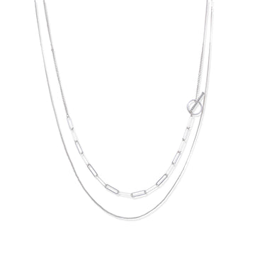 Double Necklace in 925 Silver-Necklaces-YIA SILVER