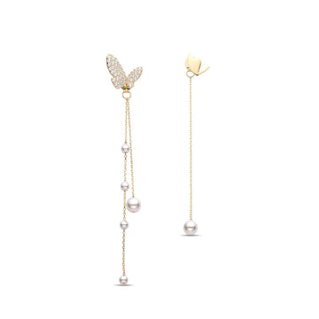 Drop Earrings 18k Gold Plated Butterfly with Pearls: Sparkle in Style.-Earrings-GULI GULI