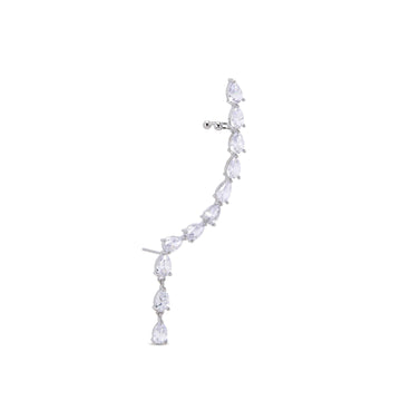 Ear Cuff Silver Fashion Earring with Faceted Zirconias: Unique Elegance-Earrings-JUGENG