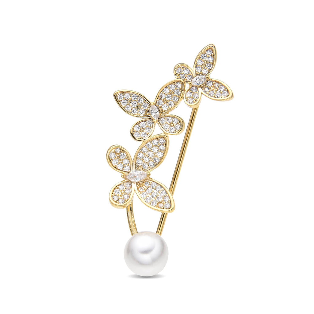 Ear Cuff with Butterfly Design in Brass and 18k Gold Plated-Earrings-ROMANE