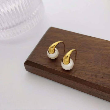 Earrings 18K Gold Plated 925 Sterling Silver Wire Hook Pearl.-Earrings-GULI GULI