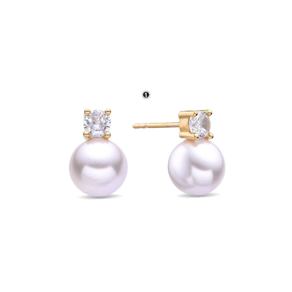 Earrings Classic 18k Gold Plated 925 Sterling Silver Pearl.-Earrings-GULI GULI