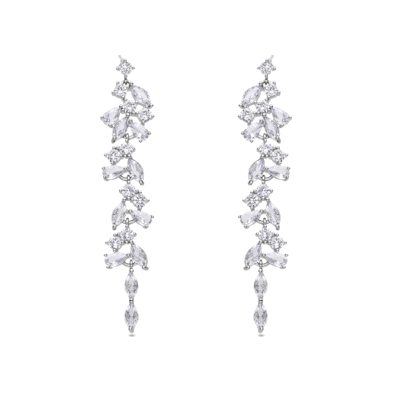 Earrings Silver Fashion Luxurious with Clear Zircon Drops-Earrings-NEW WEI