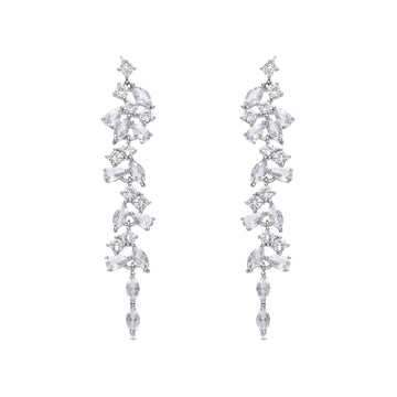 Earrings Silver Fashion Luxurious with Clear Zircon Drops-Earrings-NEW WEI