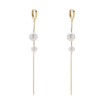 Earrings with Pearl Pendants in 925 Silver with 18k Gold Plated-Earrings-YIA SILVER