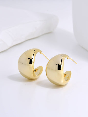 Elegant Earrings Made of Cooper and 18k Gold Plating-Earrings-HAN AN NA SOOK
