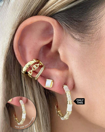 Elegant Earrings Made of Cooper and 18k Gold Plating with Details in Zirconia and Semi-Precious Stone-Earrings-TINA